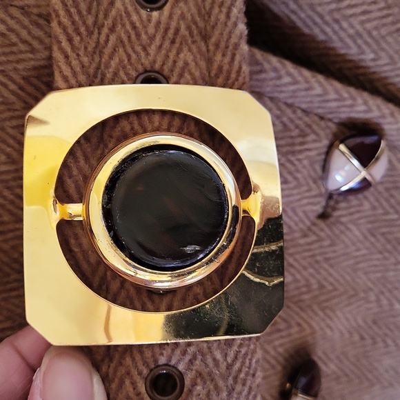 Vintage Herringbone Double-breasted Belted Trench Coat- Damaged Belt - Picture 3 of 7